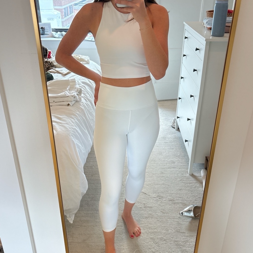 Athleta White High-Rise Cropped Leggings and Crop Top Set